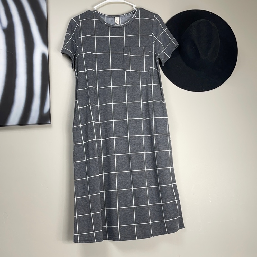 Grey and white plaid dress